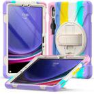 For Samsung Galaxy Tab S9 / S8 / S7 Rotary Handle Grab TPU + PC Tablet Case(Colorful Pink) - 1
