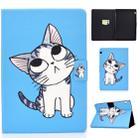 For Huawei MediaPad T5 10.0 Voltage Painted Pattern Tablet PC Protective Leather Case with Bracket & Card Slots & Anti-skid Strip(Blue Cat) - 1