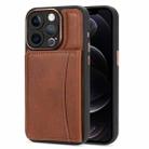 For iPhone 12 Pro Multifunctional Magsafe Magnetic Card Bag Phone Case(Brown) - 1