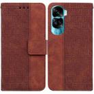 For Honor 90 Lite Geometric Embossed Leather Phone Case(Brown) - 1