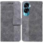 For Honor 90 Lite Geometric Embossed Leather Phone Case(Grey) - 1