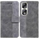 For Honor 90 Pro Geometric Embossed Leather Phone Case(Grey) - 1