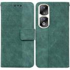 For Honor 90 Pro Geometric Embossed Leather Phone Case(Green) - 1