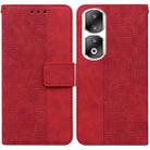 For Honor 90 Pro Geometric Embossed Leather Phone Case(Red) - 1