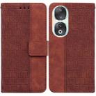 For Honor 90 Geometric Embossed Leather Phone Case(Brown) - 1