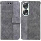 For Honor 90 Geometric Embossed Leather Phone Case(Grey) - 1