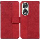 For Honor 90 Geometric Embossed Leather Phone Case(Red) - 1