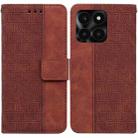 For Honor X6a Geometric Embossed Leather Phone Case(Brown) - 1