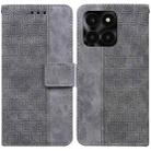 For Honor X6a Geometric Embossed Leather Phone Case(Grey) - 1