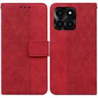 For Honor X6a Geometric Embossed Leather Phone Case(Red) - 1