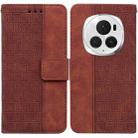 For Honor Magic6 Pro Geometric Embossed Leather Phone Case(Brown) - 1