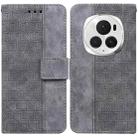 For Honor Magic6 Pro Geometric Embossed Leather Phone Case(Grey) - 1