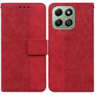 For Honor X6b Geometric Embossed Leather Phone Case(Red) - 1