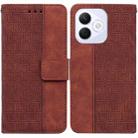 For Honor X60i Geometric Embossed Leather Phone Case(Brown) - 1