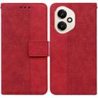 For Honor 400 Global 156.5mm Geometric Embossed Leather Phone Case(Red) - 1