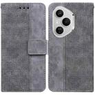 For Honor 400 Pro Global 160.8mm Geometric Embossed Leather Phone Case(Grey) - 1