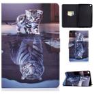 For Samsung Galaxy Tab A 8.0 (2019) T290 / T295 Voltage Painted Pattern Tablet PC Protective Leather Case with Bracket & Card Slots & Anti-skid Strip(Cat and Tiger) - 1