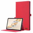 For Honor Pad X9a Fabric Texture Horizontal Flip Leather Tablet Case(Red) - 1