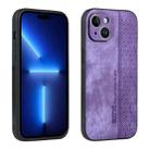 For iPhone 15 AZNS 3D Embossed Skin Feel Phone Case(Purple) - 1