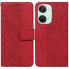 For OnePlus Nord 3 Geometric Embossed Leather Phone Case(Red) - 1