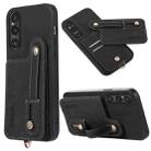 For Sony Xperia 1 V ABEEL Litchi Texture Card Bag PU Phone Case(Black) - 1