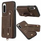For Sony Xperia 10 V ABEEL Litchi Texture Card Bag PU Phone Case(Khaki) - 1