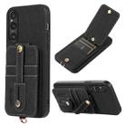 For Sony Xperia 1 V ABEEL Litchi Texture Card Bag PU Phone Case(Black) - 1