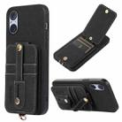 For Sony Xperia 5 V ABEEL Litchi Texture Card Bag PU Phone Case(Black) - 1