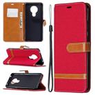 For Nokia 5.3 Denim Texture Horizontal Flip Leather Case with Holder & Card Slots & Wallet & Lanyard(Red) - 1