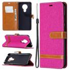 For Nokia 5.3 Denim Texture Horizontal Flip Leather Case with Holder & Card Slots & Wallet & Lanyard(Rose Red) - 1