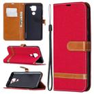 For Xiaomi Redmi Note 9 Denim Texture Horizontal Flip Leather Case with Holder & Card Slots & Wallet & Lanyard(Red) - 1