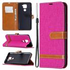 For Xiaomi Redmi Note 9 Denim Texture Horizontal Flip Leather Case with Holder & Card Slots & Wallet & Lanyard(Rose Red) - 1