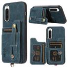 For Sony Xperia 10 V ABEEL Litchi Texture Card Bag PU Phone Case(Blue) - 1