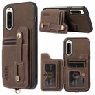 For Sony Xperia 10 V ABEEL Litchi Texture Card Bag PU Phone Case(Khaki) - 1