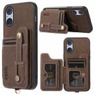 For Sony Xperia 5 V ABEEL Litchi Texture Card Bag PU Phone Case(Khaki) - 1