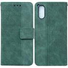 For Sony Xperia 5 V Geometric Embossed Leather Phone Case(Green) - 1