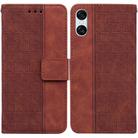 For Sony Xperia 5 VI Geometric Embossed Leather Phone Case(Brown) - 1