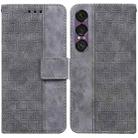For Sony Xperia 1 VII Geometric Embossed Leather Phone Case(Grey) - 1