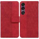 For Sony Xperia 1 VII Geometric Embossed Leather Phone Case(Red) - 1