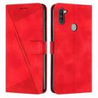 For Samsung Galaxy A11 Dream Triangle Leather Phone Case with Long Lanyard(Red) - 1