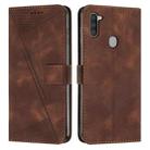 For Samsung Galaxy A11 Dream Triangle Leather Phone Case with Long Lanyard(Brown) - 1
