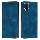 For Samsung Galaxy A12 Dream Triangle Leather Phone Case with Long Lanyard(Blue) - 1