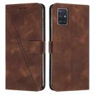 For Samsung Galaxy A51 5G Dream Triangle Leather Phone Case with Long Lanyard(Brown) - 1