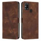 For Samsung Galaxy M31 Dream Triangle Leather Phone Case with Long Lanyard(Brown) - 1
