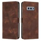 For Samsung Galaxy S10e Dream Triangle Leather Phone Case with Long Lanyard(Brown) - 1