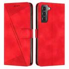 For Samsung Galaxy S21 5G Dream Triangle Leather Phone Case with Long Lanyard(Red) - 1