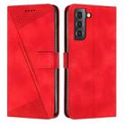For Samsung Galaxy S21 FE 5G Dream Triangle Leather Phone Case with Long Lanyard(Red) - 1