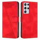 For Samsung Galaxy S21 Ultra 5G Dream Triangle Leather Phone Case with Long Lanyard(Red) - 1