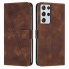 For Samsung Galaxy S21 Ultra 5G Dream Triangle Leather Phone Case with Long Lanyard(Brown) - 1