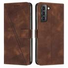 For Samsung Galaxy S22 5G Dream Triangle Leather Phone Case with Long Lanyard(Brown) - 1